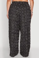 Womens Plus Spoon Jeans Plaid Frayed Wide Leg Pants, 3X