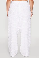 Womens Plus Size Spoon Jeans Plaid Frayed Wide Leg Pants, White, Size 3X