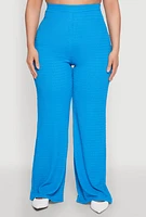 Womens Plus High Waisted Textured Knit Pants,