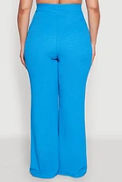 Womens Plus High Waisted Textured Knit Pants,