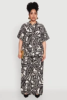 Womens Plus Size Leaf Print Blouse, Multi, Size 1X