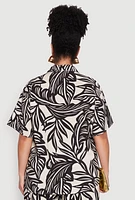Womens Plus Size Leaf Print Blouse, Multi, Size 1X