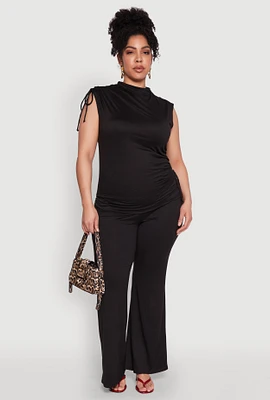 Womens Plus High Waisted Fold Over Pants, 1X
