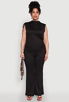 Womens Plus High Waisted Fold Over Pants, 1X