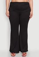 Womens Plus High Waisted Fold Over Pants, 1X