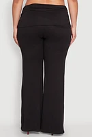 Womens Plus High Waisted Fold Over Pants, 1X