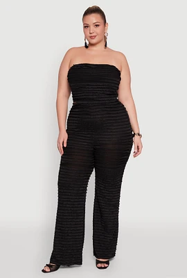 Womens Plus Size Lettuce Edge Mesh Pants, Black, Size 3X