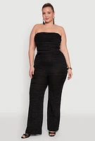 Womens Plus Size Lettuce Edge Mesh Pants, Black, Size 3X