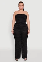 Womens Plus Size Lettuce Edge Mesh Pants, Black, Size 3X