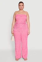 Womens Plus Lettuce Edge Mesh Pants, Pink,