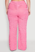 Womens Plus Lettuce Edge Mesh Pants, Pink,