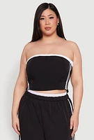 Womens Plus Size Varsity Stripe Tube Top, Black, Size 1X