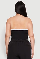 Womens Plus Size Varsity Stripe Tube Top, Black, Size 1X