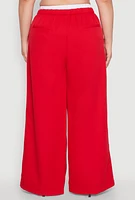 Womens Plus Size Varsity Stripe Wide Leg Pants, Red, Size 3X