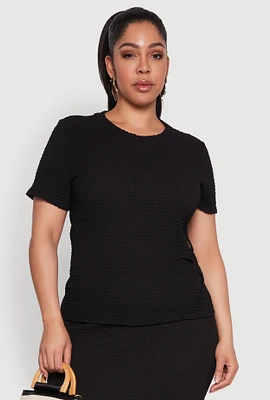Womens Plus Size Flower Cut Out Top, Black, Size 1X