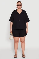 Womens Plus Gauze Knit Short Sleeve Shirt,