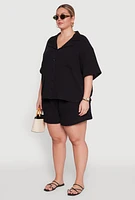 Womens Plus Gauze Knit Short Sleeve Shirt,