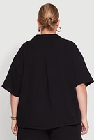Womens Plus Gauze Knit Short Sleeve Shirt,
