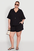 Womens Plus Gauze Knit Shorts,