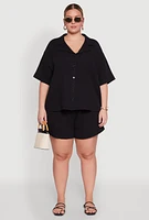 Womens Plus Gauze Knit Shorts,