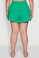 Womens Plus Size Gauze Knit Shorts, Green, Size 1X