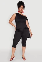 Womens Plus Side Tie Capri Pants,