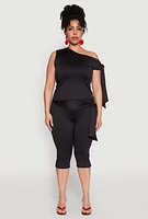 Womens Plus Side Tie Capri Pants,