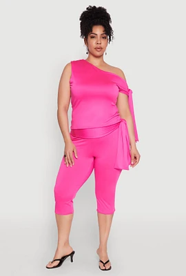 Womens Plus Side Tie Capri Pants, 2X
