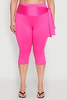 Womens Plus Side Tie Capri Pants, 2X