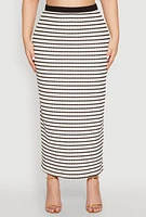 Womens Plus Size Textured Knit Striped Maxi Skirt, Multi, Size 3X