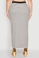 Womens Plus Size Textured Knit Striped Maxi Skirt, Multi, Size 3X
