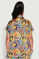 Womens Plus Size Chain Graphic Print Blouse, Multi, Size 1X