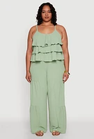 Womens Plus Size Airy Tiered Cami, Green, Size 2X