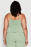 Womens Plus Size Airy Tiered Cami, Green, Size 2X