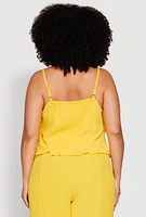 Womens Plus Size Airy Tiered Cami, Yellow, Size 3X