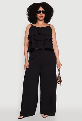 Womens Plus Airy Tiered Palazzo Pants,