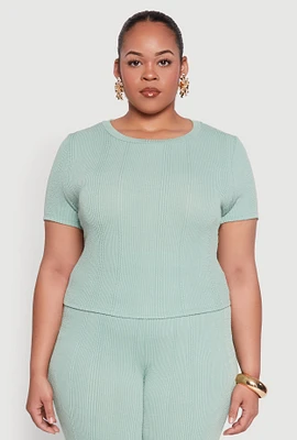 Womens Plus Shadow Stripe Crop Top,