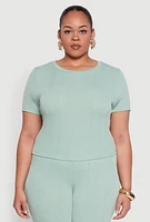 Womens Plus Shadow Stripe Crop Top,