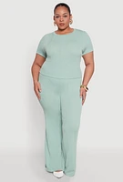 Womens Plus Shadow Stripe Crop Top,