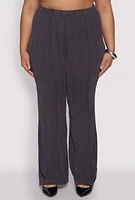 Womens Plus Shadow Stripe Flared Pants, Grey,