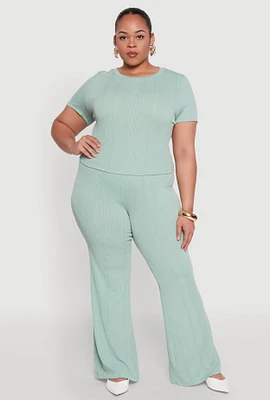 Womens Plus Shadow Stripe Flared Pants, 1X