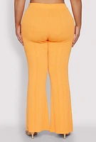 Womens Plus Size Shadow Stripe Flared Pants, Orange, Size 1X