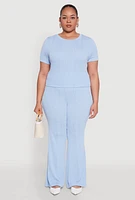 Womens Plus Shadow Stripe Flared Pants,