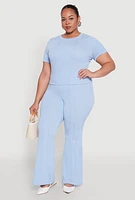Womens Plus Shadow Stripe Flared Pants,