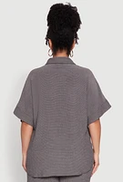 Womens Plus Size Textured Knit Shirt, Grey, Size 3X