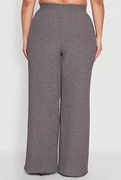 Womens Plus Size Textured Knit Wide Leg Pants, Grey, Size 2X