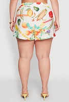 Womens Plus Size Fruit Print Shorts, Multi, Size 3X