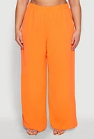 Womens Plus Size Airy High Waisted Wide Leg Pants, Orange, Size 3X
