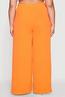 Womens Plus Size Airy High Waisted Wide Leg Pants, Orange, Size 3X