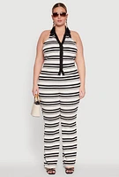 Womens Plus Size High Waisted Striped Casual Pants, Multi, Size 1X